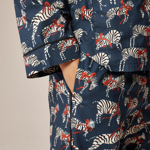 Cotton poplin pajama pant set in party animal print