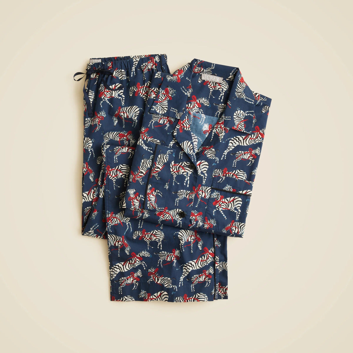 Cotton poplin pajama pant set in party animal print
