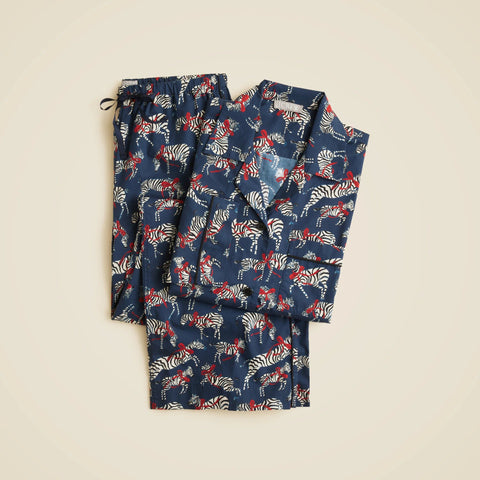 Cotton poplin pajama pant set in party animal print