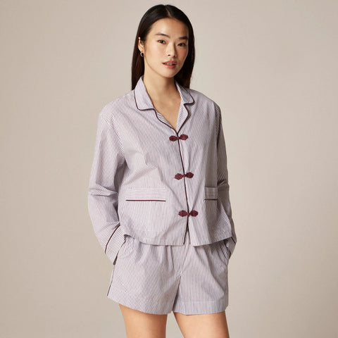 Cotton poplin pajama short set in stripe