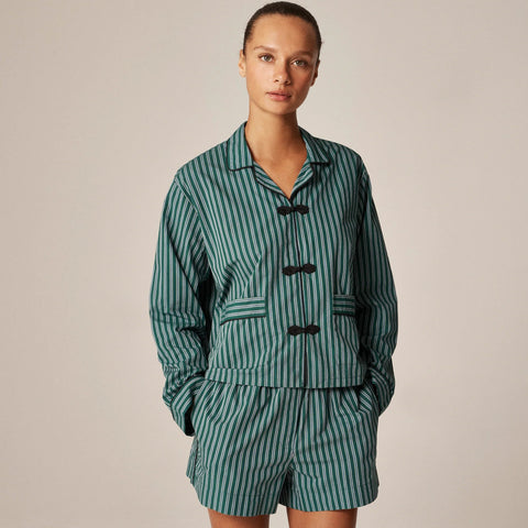 Cotton poplin pajama short set in stripe