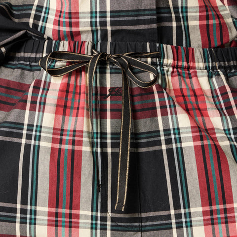 Cotton poplin long-sleeve pajama pant set in Stewart tartan