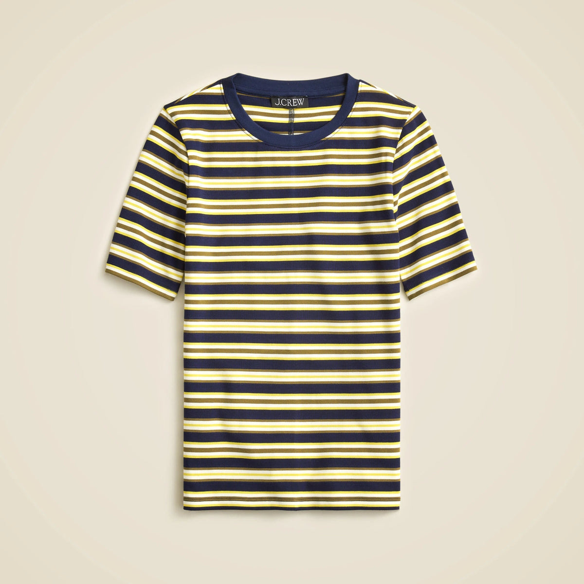 Refined rib elbow-sleeve T-shirt in stripe