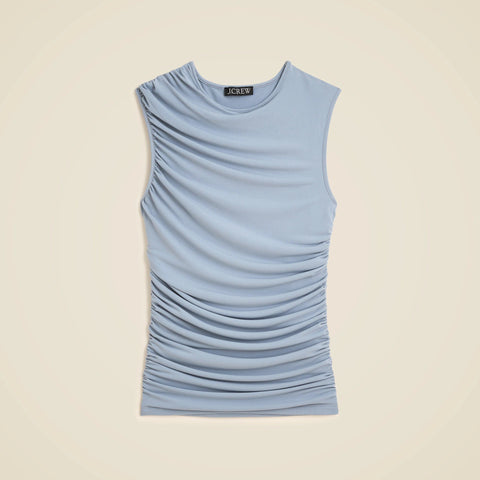 Ruched shell top in matte jersey
