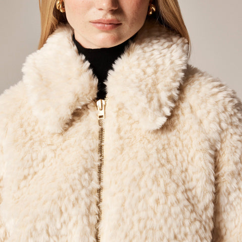Zip-up jacket in textured faux fur
