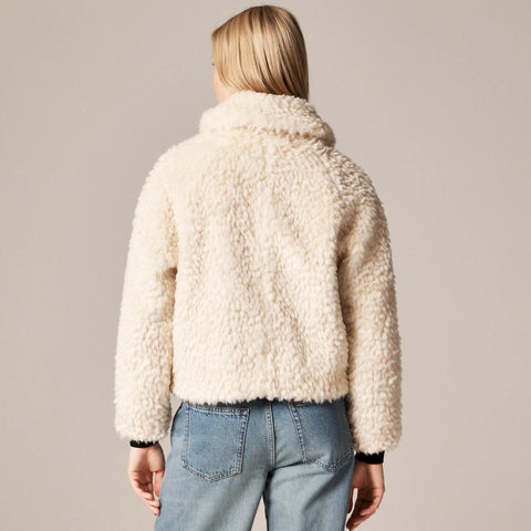 Zip-up jacket in textured faux fur