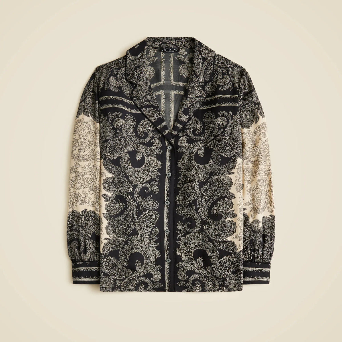 Drapey camp-collar shirt in paisley scarf print