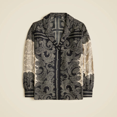 Drapey camp-collar shirt in paisley scarf print