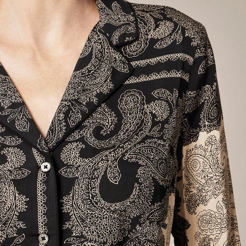 Drapey camp-collar shirt in paisley scarf print