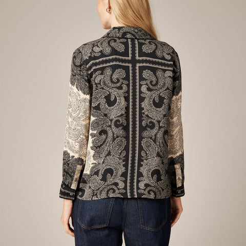 Drapey camp-collar shirt in paisley scarf print