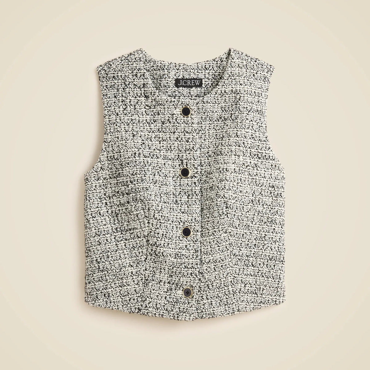 Heathered tweed crewneck vest