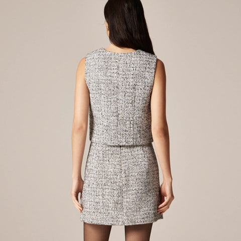 Heathered tweed crewneck vest