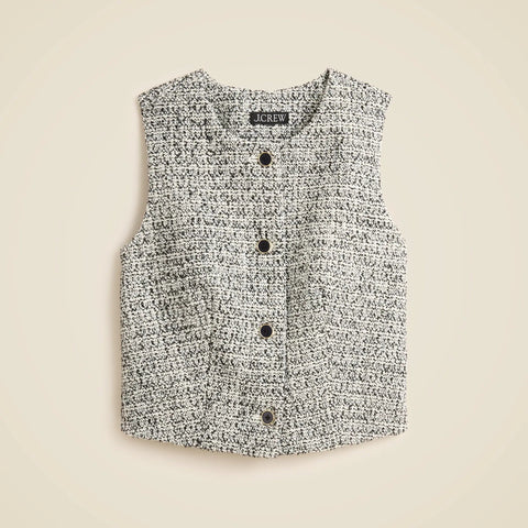 Heathered tweed crewneck vest