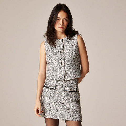 Heathered tweed crewneck vest