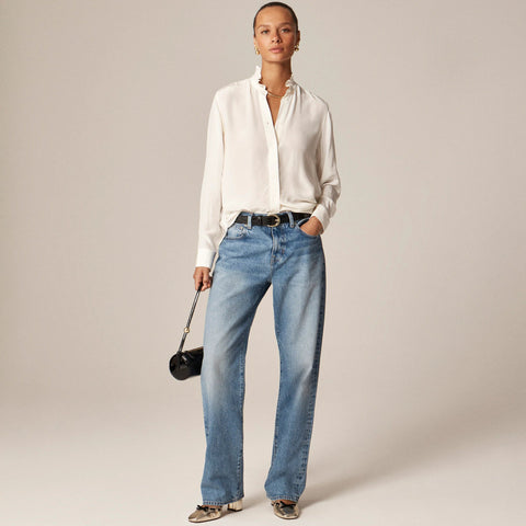 Jules ruffle-collar shirt in crepe de chine