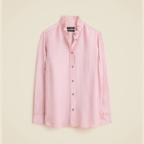Jules ruffle-collar shirt in striped crepe de chine