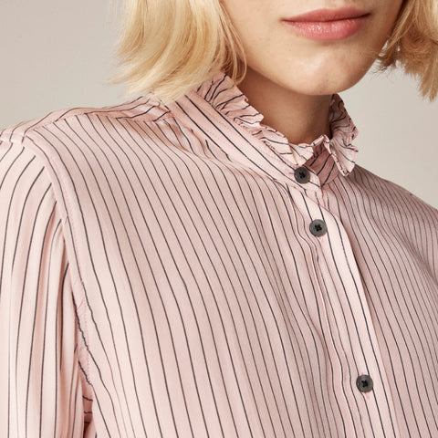 Jules ruffle-collar shirt in striped crepe de chine