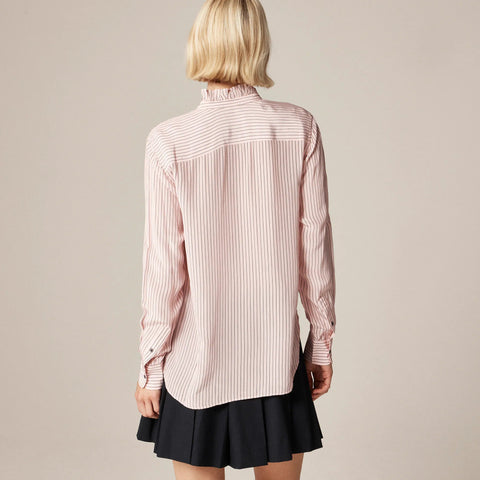 Jules ruffle-collar shirt in striped crepe de chine