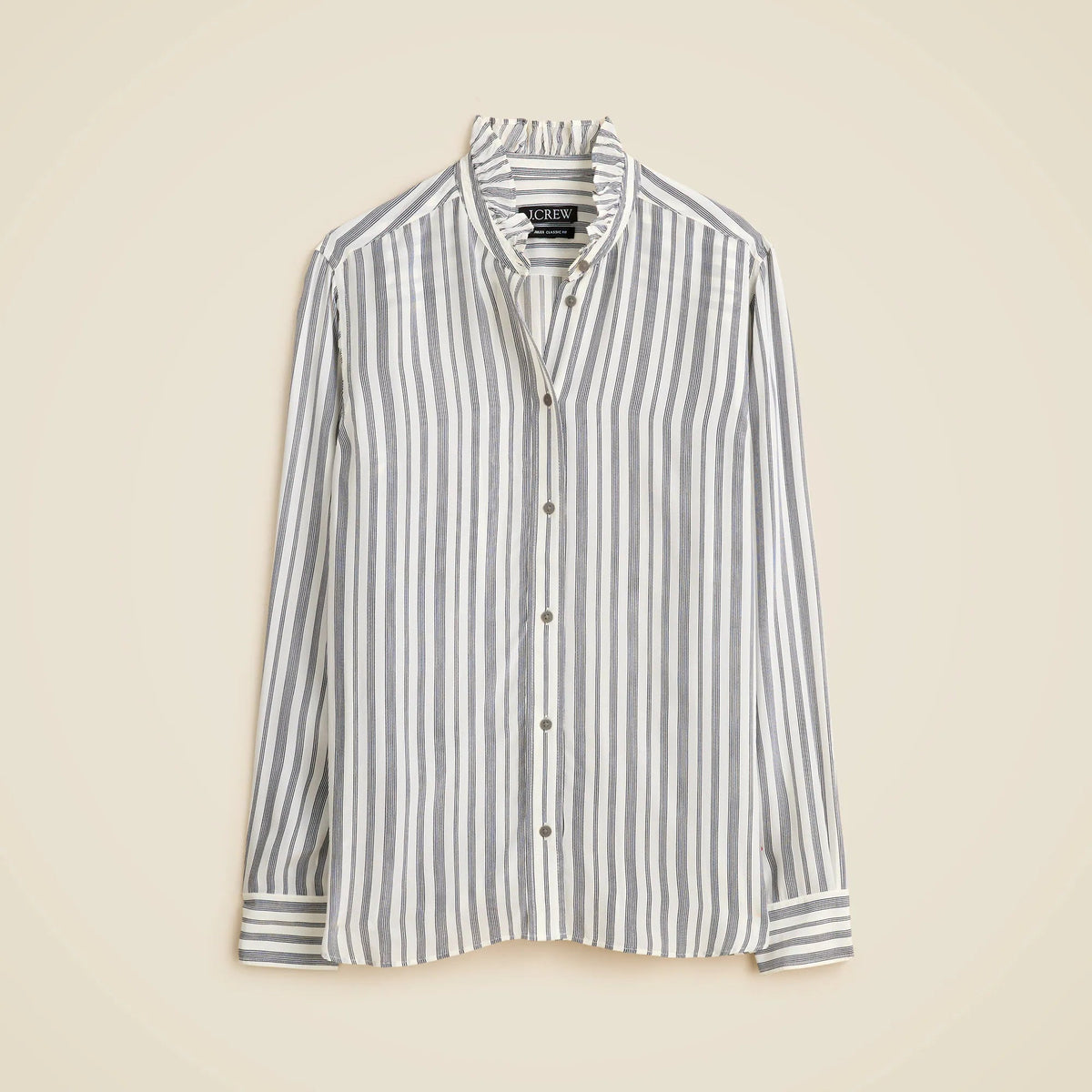 Jules ruffle-collar shirt in striped crepe de chine