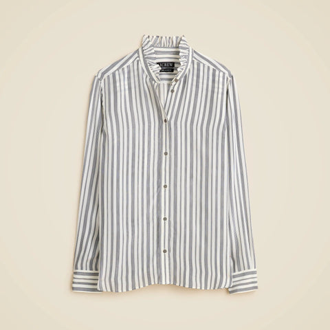 Jules ruffle-collar shirt in striped crepe de chine