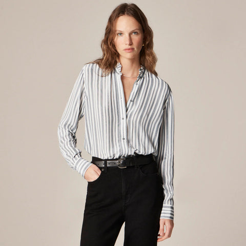 Jules ruffle-collar shirt in striped crepe de chine
