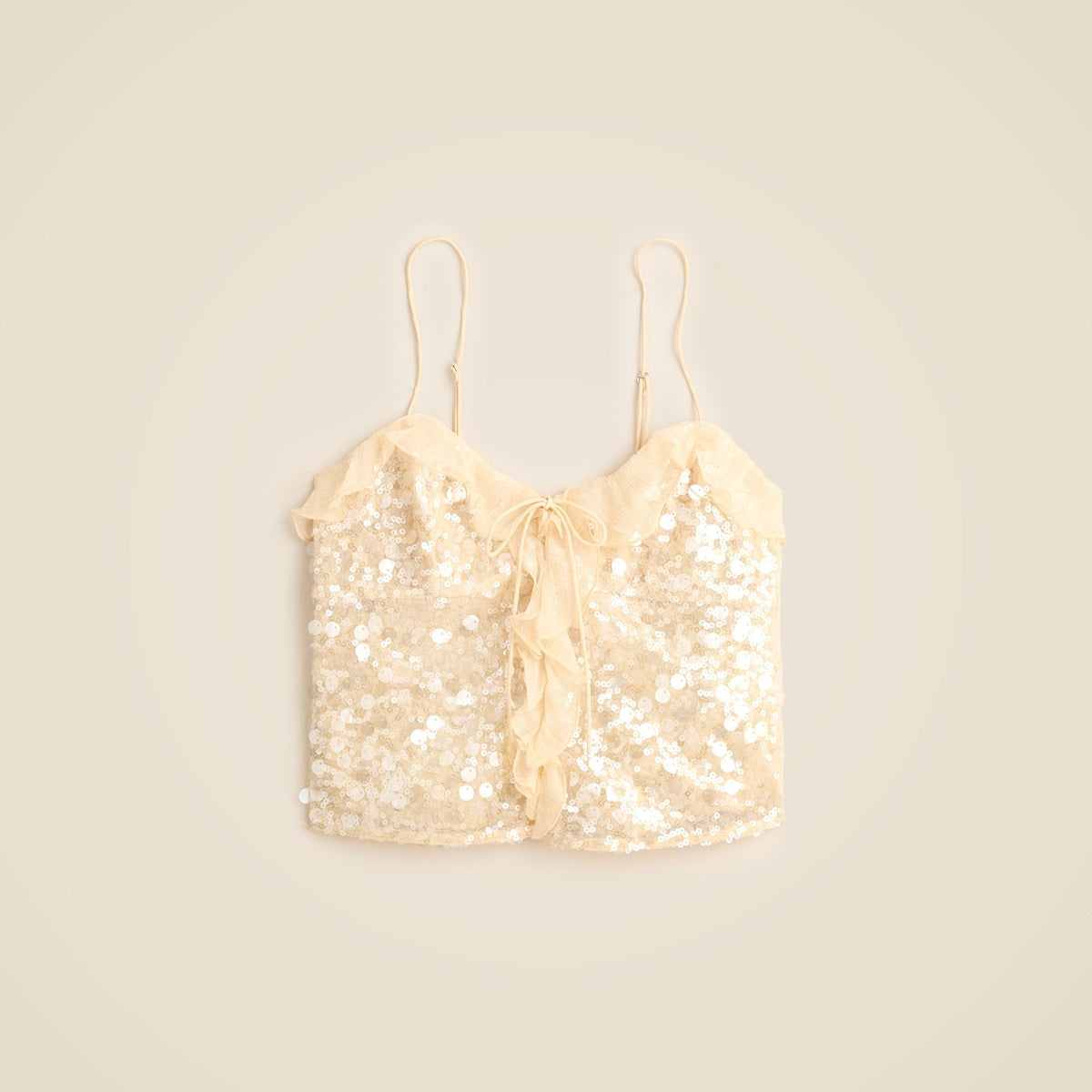 Sequin ruffle-trim tank top