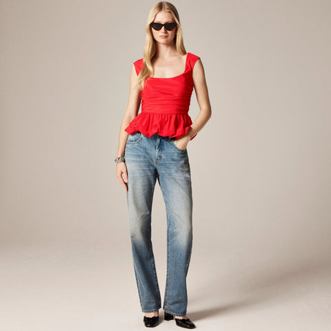 Scoopneck bubble-hem tank top