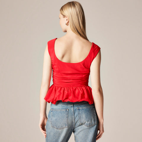 Scoopneck bubble-hem tank top