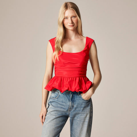 Scoopneck bubble-hem tank top