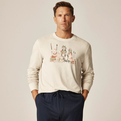 Vintage-wash cotton long-sleeve graphic T-shirt