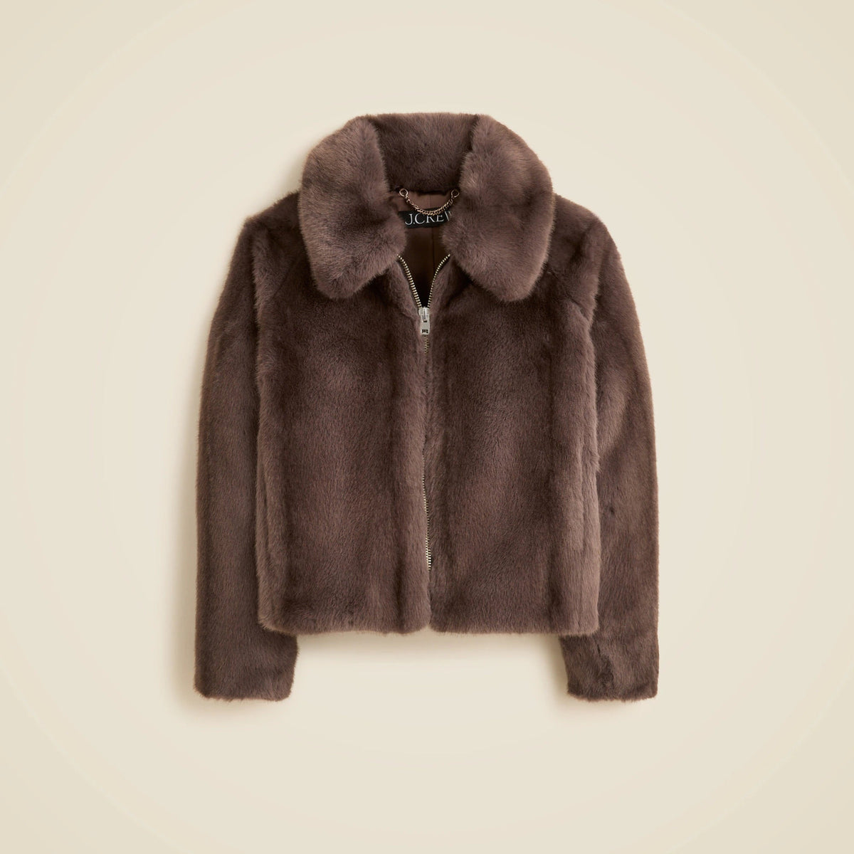 Zip-up jacket in faux fur