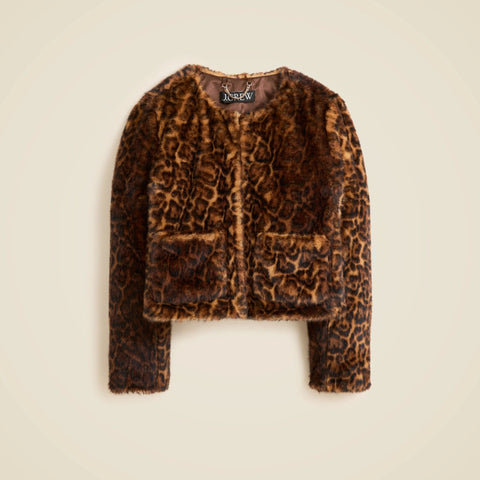 Faux-fur lady jacket in leopard print