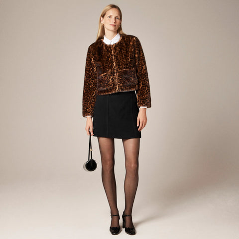 Faux-fur lady jacket in leopard print