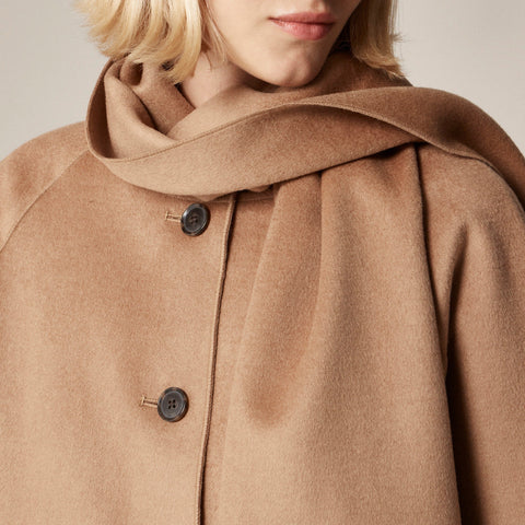 Scarf coat in drapey wool blend