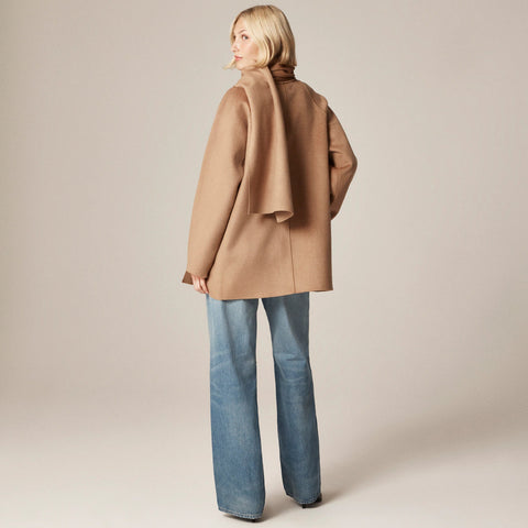 Scarf coat in drapey wool blend