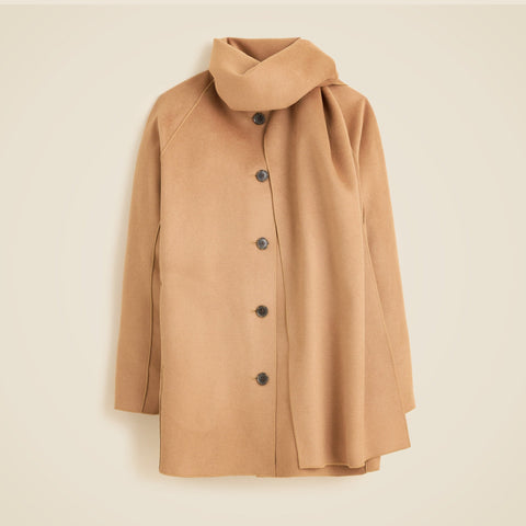 Scarf coat in drapey wool blend