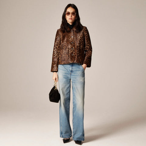 Collection lady jacket in leopard-print calf hair