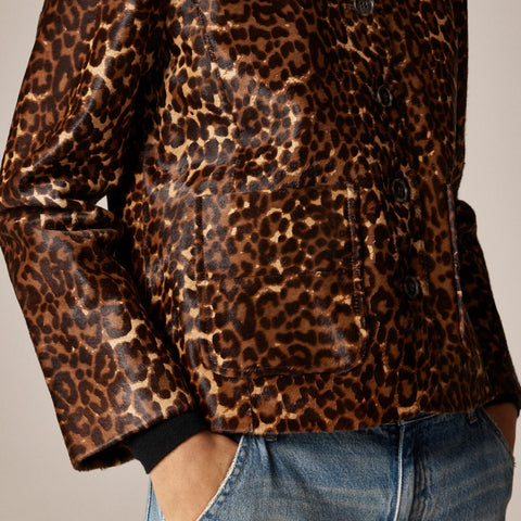 Collection lady jacket in leopard-print calf hair