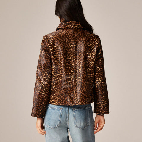 Collection lady jacket in leopard-print calf hair