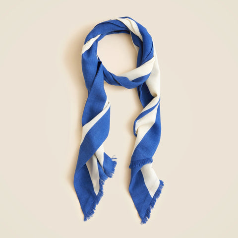 Fringe-trim scarf in wool-silk blend