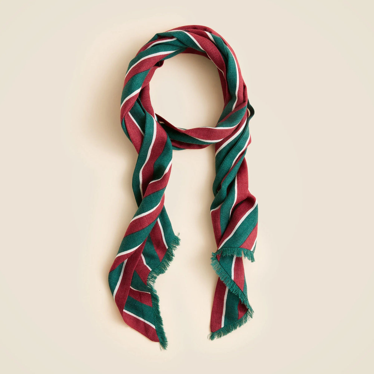 Fringe-trim scarf in wool-silk blend