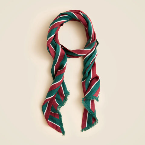 Fringe-trim scarf in wool-silk blend