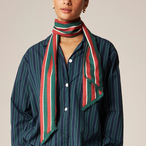 Fringe-trim scarf in wool-silk blend