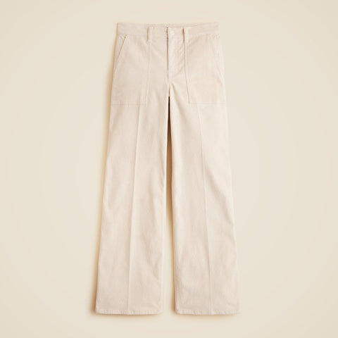 Camp-pocket wide-leg pant in stretch corduroy