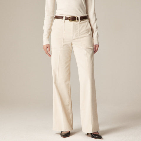 Camp-pocket wide-leg pant in stretch corduroy