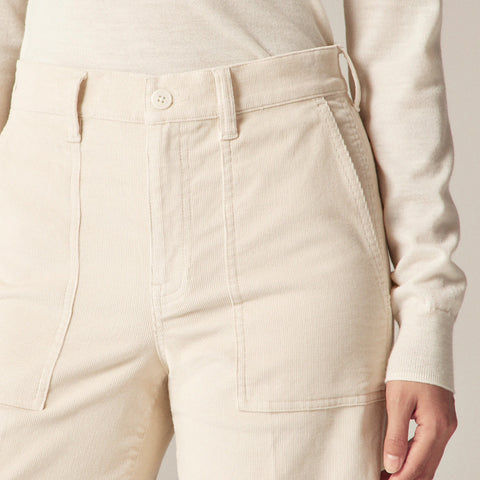 Camp-pocket wide-leg pant in stretch corduroy