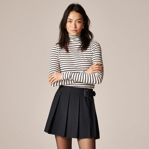 Feather jersey turtleneck in stripe