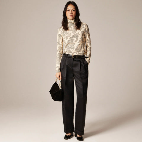 Feather jersey turtleneck in paisley