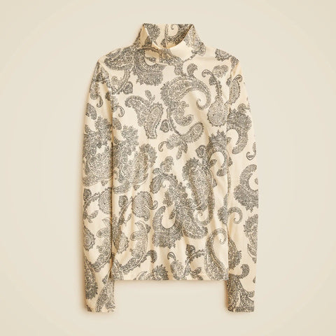 Feather jersey turtleneck in paisley