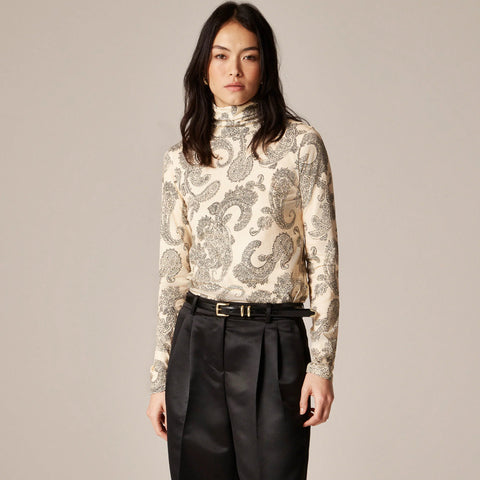 Feather jersey turtleneck in paisley